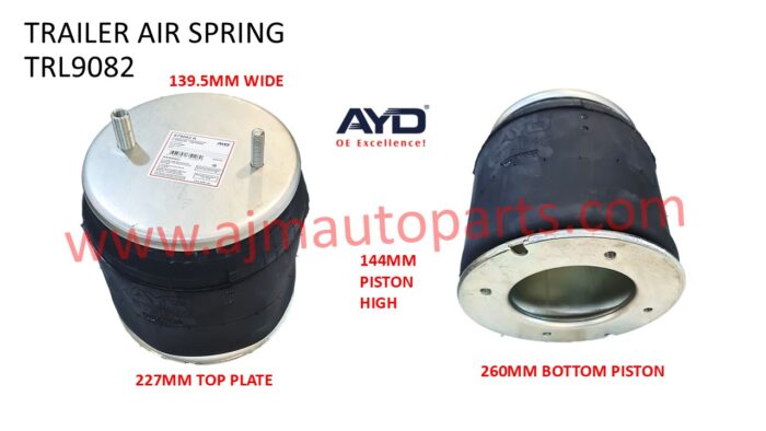 TRAILER AIR SPRING ASSEMBLY - H9082 / V1DK23K-9082 / B-12514-007 / S-2066 / S-11651 / 1R12-093 / 1R12-092 / 4156NP04 / 9055735 / 1090217 / 12882-01 / W013589082 / 1T15M-6 / 4156NP14 / 1R12-092