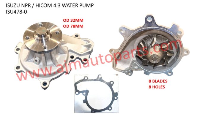 ISUZU NPR HICOM 4.3 4HF1 4HG1 WATER PUMP - GWIS-42A / 8-97363-478-0 / 8-97073-951 / 8-944939-850-0